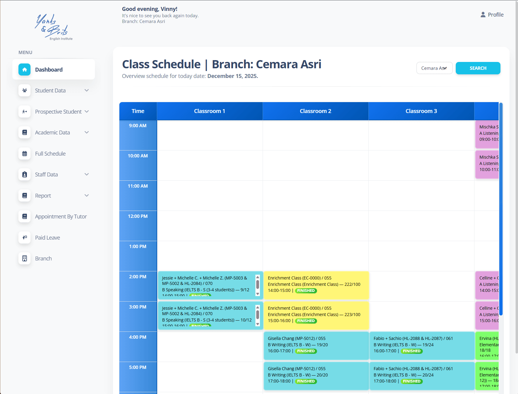 Yanks & Brits Employee System
